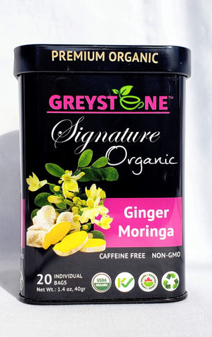 Superfood Tea Tin Ginger Moringa - Caffeine-Free - Kosher - Non-Gmo- Keto -Paleo