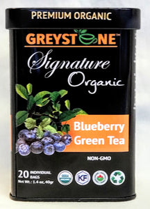 Premium Organic Signature Tin  Blueberry Green Tea - Kosher  - No Added Scents or Flavors