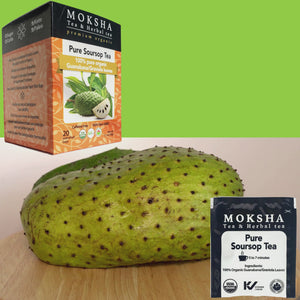 Pure Organic Soursop Tea 20 Enveloped Tea Bags Moksha Ayurveda made with Pure (Guanabana/Graviola) Leaf