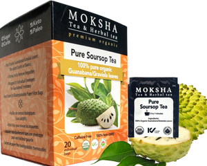 Pure Organic Soursop Tea 20 Enveloped Tea Bags Moksha Ayurveda made with Pure (Guanabana/Graviola) Leaf