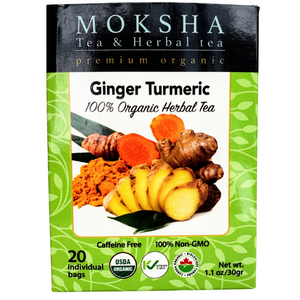 Moksha Ayurveda Organic Ginger Turmeric Tea - 20 Enveloped Tea Bags