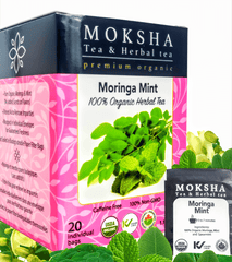 Moksha Ayurveda Organic Moringa Mint Tea - 20 Enveloped Tea Bags