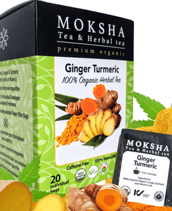 Moksha Ayurveda Organic Ginger Turmeric Tea - 20 Enveloped Tea Bags